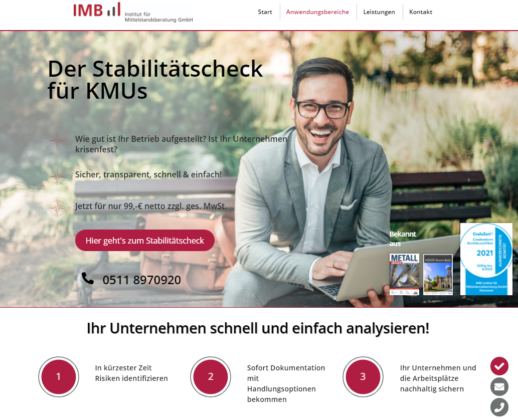 Screenshot von Website Stabilitätscheck